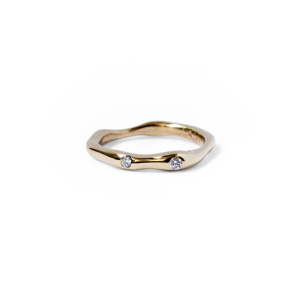Baroque Band with Natural Diamonds - SOLID 9CT GOLD