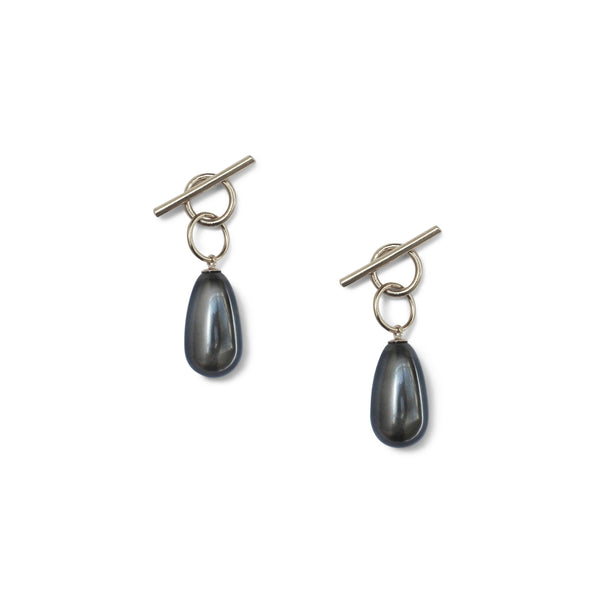Two Way Tangle Earrings with Grey Pearls - Sterling Silver
