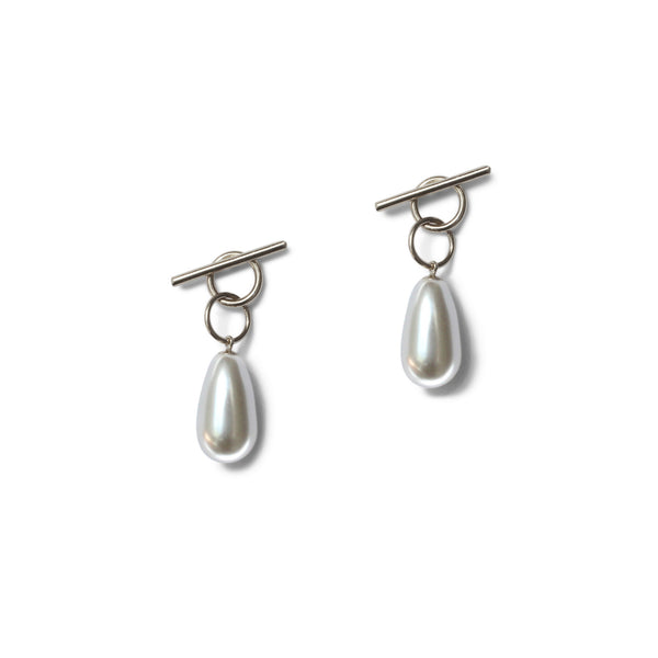 Two Way Tangle Earrings with White Pearl - Sterling Silver