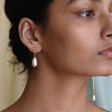 Two Way Tangle Earrings with White Pearls - Gold Vermeil